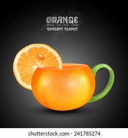 vector concept orange teapot on black background