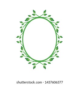 Vector concept oval green frame. Blank template to decorate the image and photo. Modern elegant graphic design.