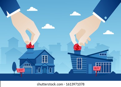 Vector Concept Of Real Estate Rent Vs Buy A Home