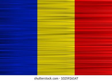 Vector concept of Romanian Flag. Blue yellow red background with specific effect of uneven stripes.