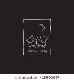 Vector concept of romantic greeting card or poster for Valentine's Day or other holidays with cats . Hand drawn illustration.