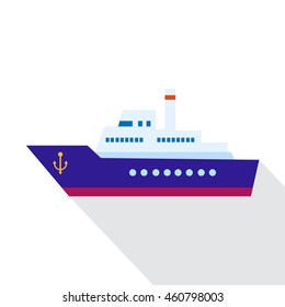 vector concept of sea freight shipping by water, Isolated ship on white background flat illustration icon 