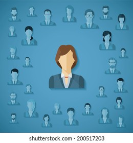 Vector concept of searching for professional stuff, head hunter job, employment issue, human resources management or analysing personnel resume.