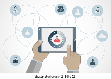 Vector concept of searching for professional stuff, human resources management or analysing personnel resume. Eps10 vector for your design