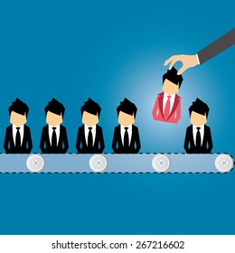 Vector concept of searching for professional stuff, head hunter job, employment issue, human resources management or analysing personnel resume.