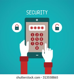 Vector concept of security system for mobile gadget in flat style