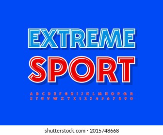 Signo de concepto de vector Extreme Sport. Tipo de letra rojo moderno. Letras y números de alfabeto brillantes