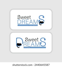 Vector concept silhouette with a sleeping cat with stars on a white background.