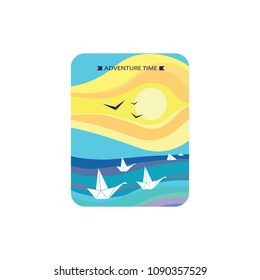  Vector concept with simple boats for illustration of tourist business. Isolated on the background and easy to use.