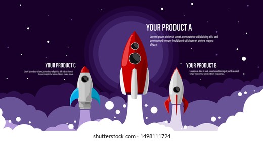 Vector with the concept of space along with the stars and boosted rockets.

Highly recommended for banner usage, including marketing new products, or refreshing old products.