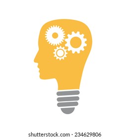 Vector concept startup. Head with gears