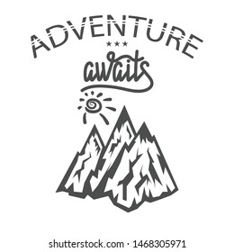 Vector Concept of Travel, Discovery, Hiking, Adventure Tourism and Exploration. Motivation for Journey. Top Hill Representing Mountain Peak Icon.