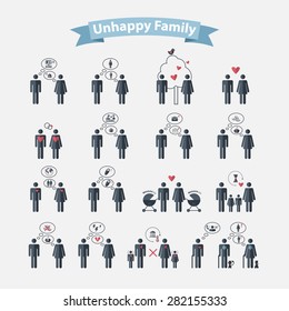 Vector concept Unhappy family in flat style with human 