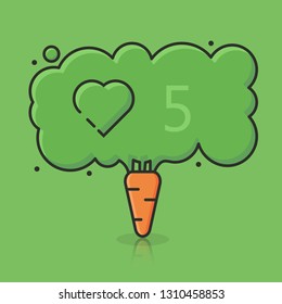 Vector concept vegan carrot and social network like icon with counter numerals