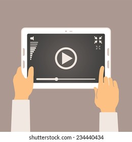 Vector concept of video player mobile application on tablet pc