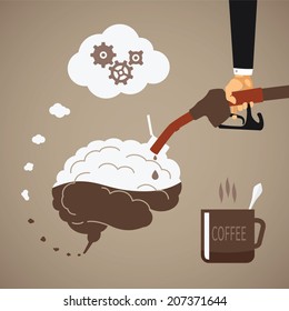 Vector concept of vigorous mind with coffee or caffeine