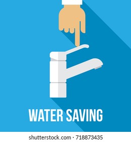 Vector concept of water saving. Flat style.