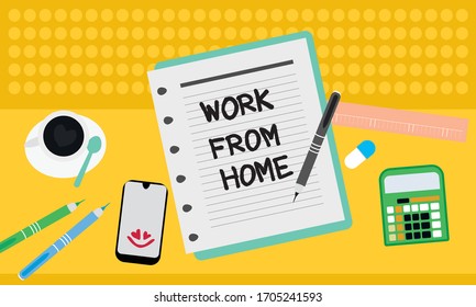 Vector concept of work from home to avoid coronavirus COVID-19.