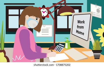 Vector concept of work from home to avoid coronavirus COVID-19.