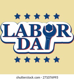 vector concept Workers' Day and Labor Day text with nut wrench