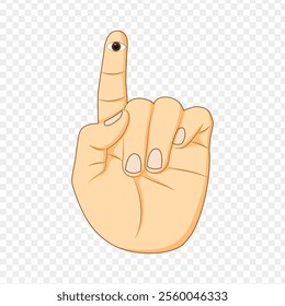 Vector concept of World Braille Day with eye on hand finger on transparent background
