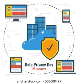 Vector Concept of World Data Privacy Day and Secure Storage