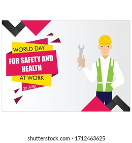 Concepto vectorial del Día Mundial de la Seguridad y la Salud en el Trabajo. estilo plano. banner.fondo.