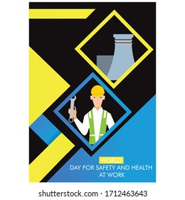 Vector concept of the World Day for Safety and Health at Work.  flat style. banner. background.