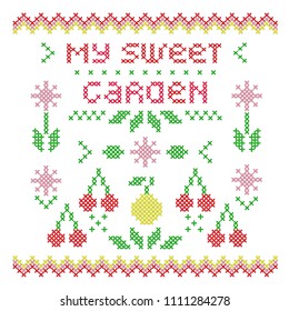 Vector conception of poster for home decoration. Imitation of cross stitch.