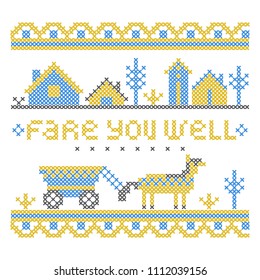 Vector conception of poster for home decoration. Imitation of cross stitch.
