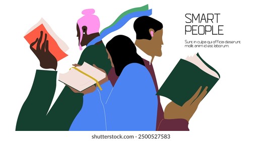 Vector concepts for education, learning, reading book, school, bookstore. International education day, world book.