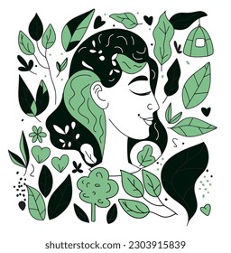 Vector concepts for graphic and web design, business presentations, marketing and printed materials. International Mother Earth Day. Save nature. semilyar plants. Ecology and environmental protection