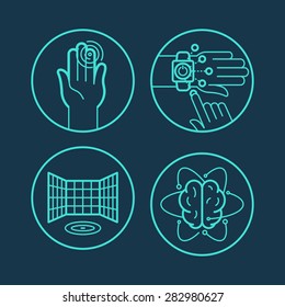 Vector concepts and icons in linear style - touchscreen interfaces and new technologies 