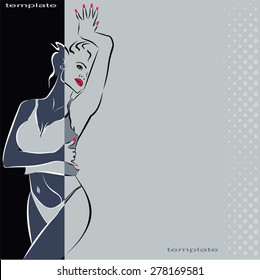 Vector Conceptual art illustration items for procedures beauty, fashion, spa, waxing, Bikini Wax, underwear.