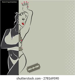 Vector Conceptual art illustration items for procedures beauty, fashion, spa, waxing, Bikini Wax, underwear.