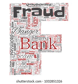 Vector conceptual bank fraud payment scam danger letter font F word cloud isolated background. Collage of password hacking, virus fake authentication, illegal transaction or identity theft concept