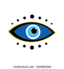 Vector conceptual blue evil eyes symbol, talisman, amulet icon.