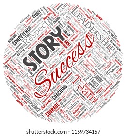 Vector conceptual business leadership strategy, management value round circle red word cloud isolated background. Collage of success, achievement, responsibility, intelligence authority or competence