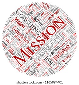 Vector conceptual business leadership strategy, management value round circle red word cloud isolated background. Collage of success, achievement, responsibility, intelligence authority or competence