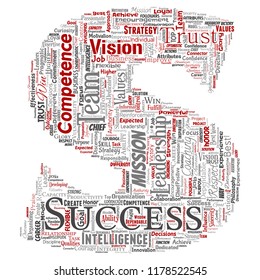 Vector conceptual business leadership strategy, management value letter font word cloud isolated background. Collage of success, achievement, responsibility, intelligence authority or competence