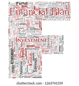 Vector conceptual business or personal financial plan letter font red finance strategy word cloud isolated background. Collage of income money investment, future retirement security concept design