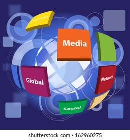 Vector conceptual business social  virtual background with icon