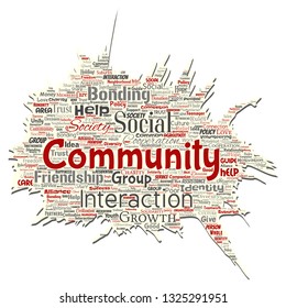 Vector conceptual community, social, connection old torn paper word cloud isolated background. Collage of group, teamwork, diversity, friendship, communication, inclusion, care, respect concept