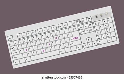 Vector conceptual computer keyboard emphasizing jobs