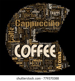 Vector conceptual creative hot morning italian coffee break cappuccino or espresso restaurant or cafeteria letter font C beverage word cloud isolated. A splash of energy or taste drink concept text