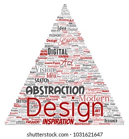 Vektorkonzeptuelle Kreativität Kunst grafische Identität Design visuelle Dreieck Pfeil Wolke isolierte Hintergrund. Collage of advertising, dekorativ, mode, inspiration, vision, perspektivmodellierung