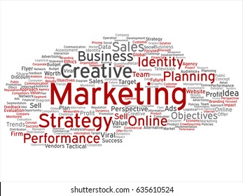 Vector conceptual development business marketing target abstract word cloud isolated background. Collage of advertising, strategy, promotion branding, value, performance planning or challenge text