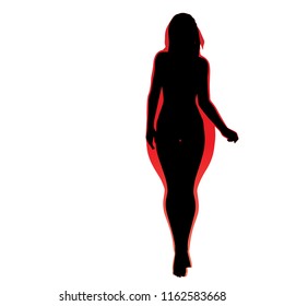 Hembra obesa vectorial con sobrepeso de grasa conceptual frente a cuerpo delgado saludable después de la pérdida de peso o dieta con músculos delgados mujer joven aislada. Gimnasio, nutrición u obesidad por enfermedad, forma de silueta de salud