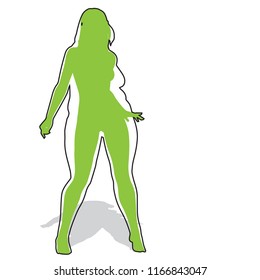 Vector conceptual fat overweight obese female vs slim fit healthy body after weight loss or diet with muscles thin young woman isolated. Fitness, nutrition or fatness obesity, health silhouette shape