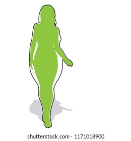Vector conceptual fat overweight obese female vs slim fit healthy body after weight loss or diet with muscles thin young woman isolated. Fitness, nutrition or fatness obesity, health silhouette shape